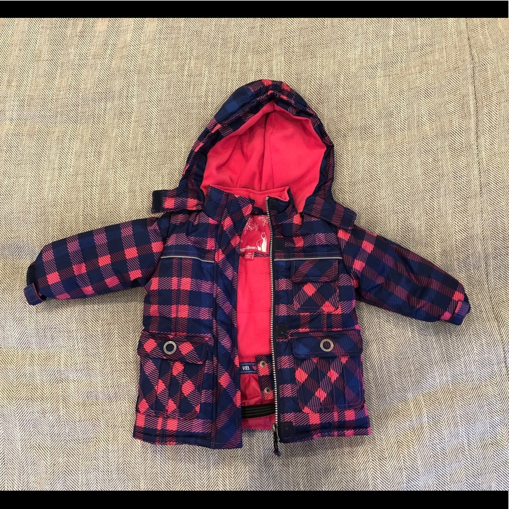 Rugged Bear Plaid Hooded Winter Coat, size 12M